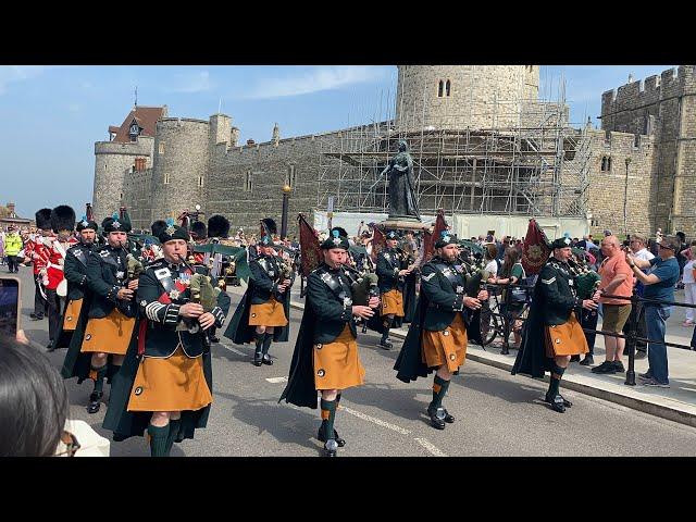 Gurkhas march back to barracks with the Irish drums and pipes (changing of the guard) 11.5.24