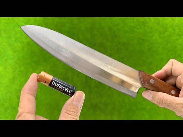 Knife Like Razor Sharp! Sharpen Any Knife in 1 Minute with an Old Battery