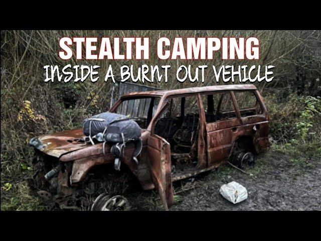 STEALTH CAMPING INSIDE A BURNT OUT VEHICLE / Wild camping UK / Murton, Co Durham / whisky review