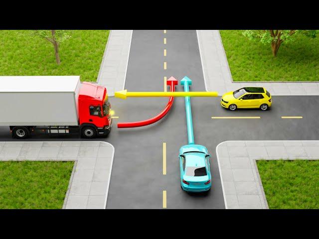 Which CAR Should PASS the Intersection FIRST? USA Driving Tests and Road Rules