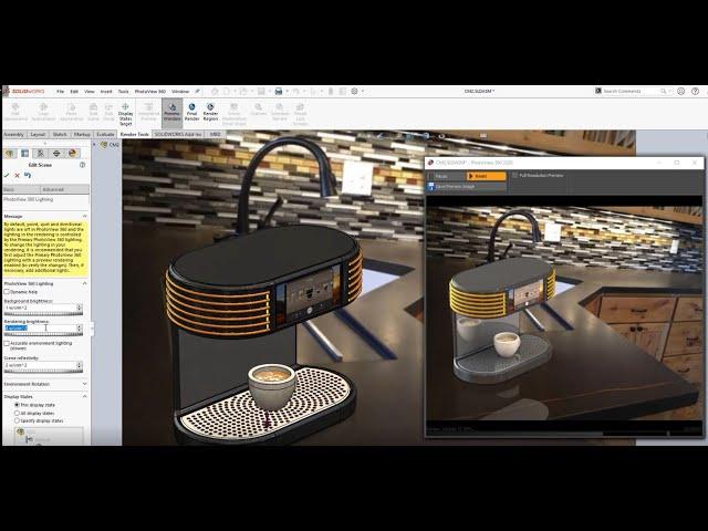 SolidWorks PhotoView 360 - Setting up for Rendering with Background Image and Shadows