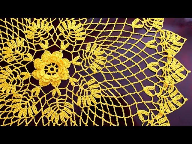КРУГЛАЯ АЖУРНАЯ САЛФЕТКА КРЮЧКОМ. ДИАМЕТР 53 см.  Doily crochet