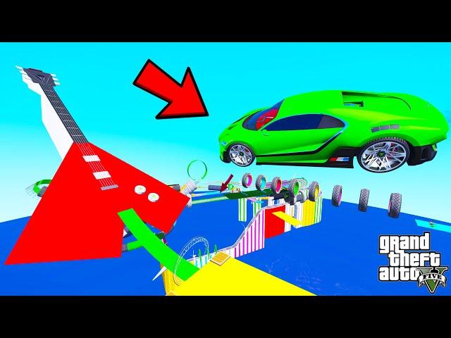 FRANKLIN TRIED ELECTRIC GUITAR PARKOUR RAMP CHALLENGE GTA 5 | SHINCHAN and CHOP