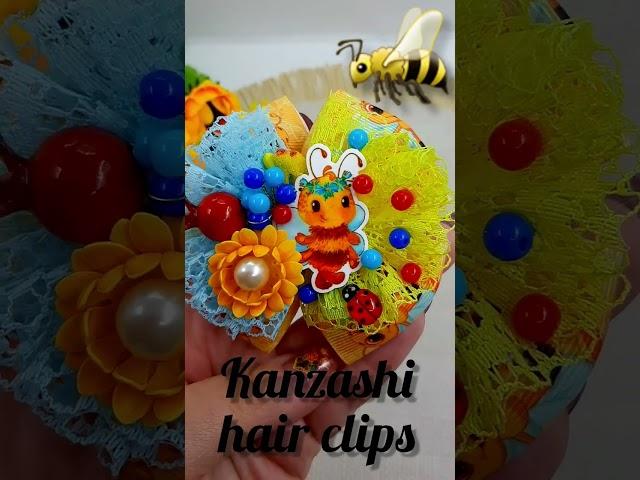 Yellow Bee Hair Clip Kanzashi  Hair Accessory #HairAccessory #Hairclip  #BrightHairBow #shorts