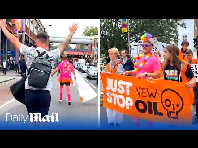 Just Stop Oil march gets hijacked by stag-do leaving protesters furious