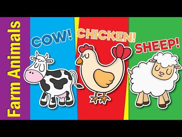 Learn Farm Animals for Kids | Video Flash Cards | Kindergarten, Preschool & ESL | Fun Kids English