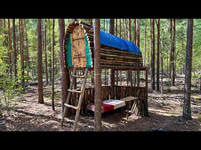 Built a 2-story house in the forest. Survival and bushcraft in the wilderness. Comfort zone