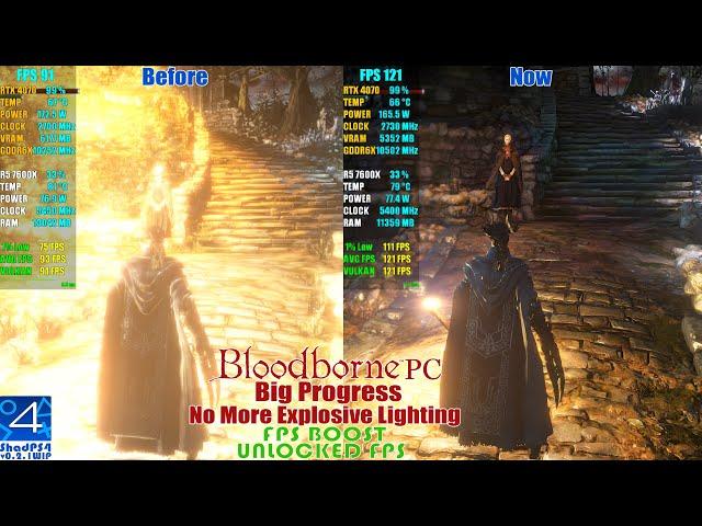 Bloodborne PC Big Progress (Intense Lighting Fixed) ~ ShadPS4 Emulator v0.2.1 WIP - Unlocked FPS