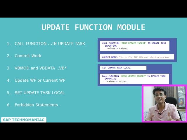 Update function module in SAP ABAP explained in detail