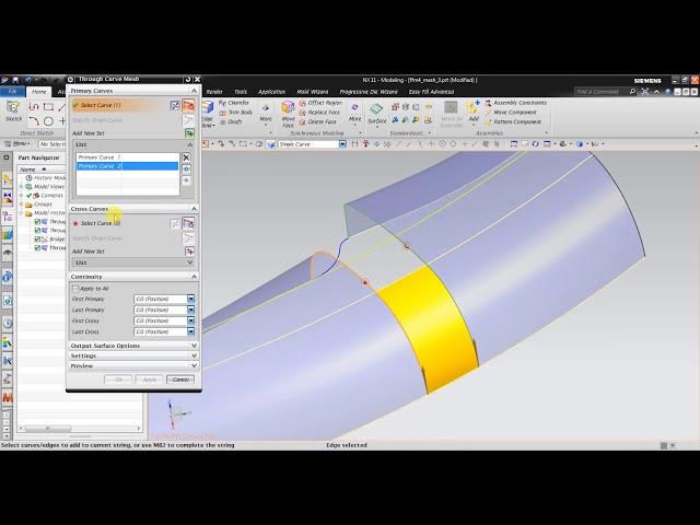 NX CAD Tutorial : Create a Surface Mesh Surface with Tangent Constraints