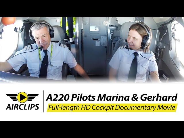 Pilot STARS! Captains Marina & Gerhard Airbus A220 Riga-Dublin Ultimate Cockpit Movie [AirClips]