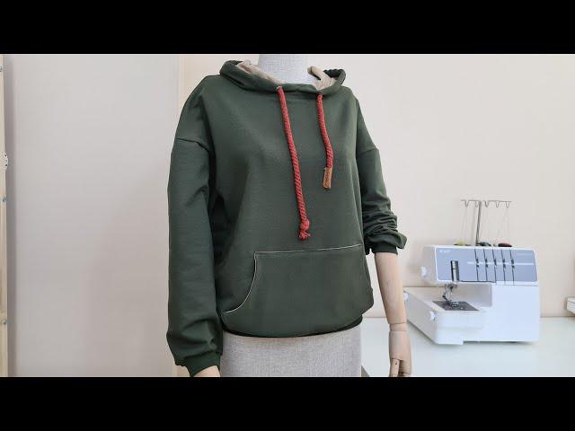 Hooded, Pocketed Sweatshirt Cutting and Sewing / M-L-XL Size Compatible Tracksuit