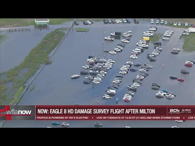 Watch: Eagle 8 over flooded cars and trucks near Zephyrhills, NE of Tampa