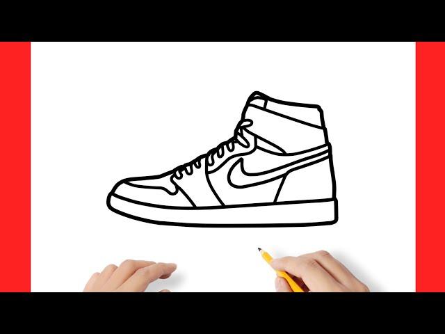 How to draw a NIKE AIR JORDAN 1 sneakers / drawing nike air Jordan 1 high og shoes step by step