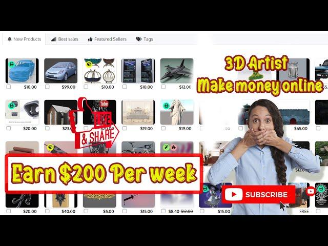 How to Make $200 per week online, Make money online, 3DExport