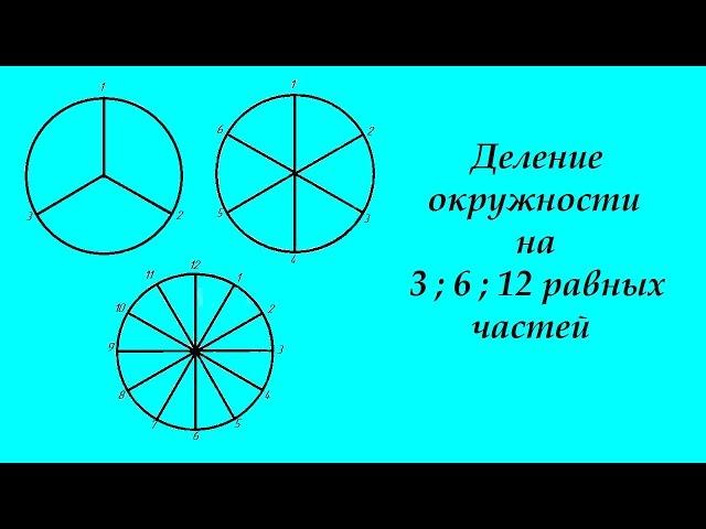 Деление окружности на 3; 6; 12 равных частей