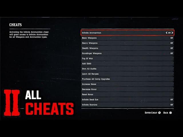 All 37 Cheats (How to Enter All Cheat Codes) - Red Dead Redemption 2