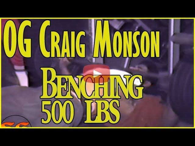 OG Craig Monson bench presses 500 lbs with wide grip 9 times in 1985