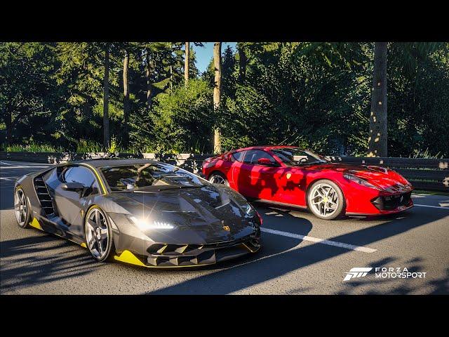 Forza Motorsport Drag race: Lamborghini Centenario vs Ferrari 812 Superfast (REMATCH)