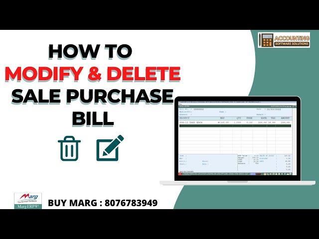 How to Modify & Delete Sale Purchase Bill in Marg ERP Software Complete Step by Step in Hindi