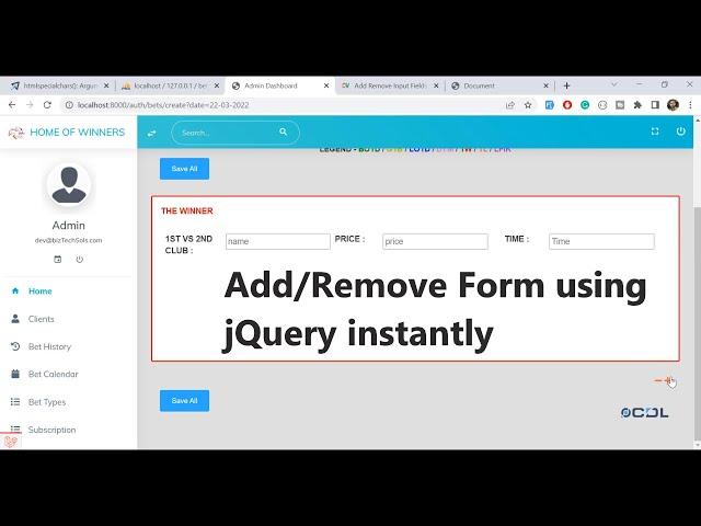 Add Multiple Form using jQuery in Laravel | Add input field using Dom Manipulation using jQuery