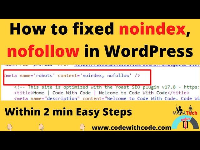 How to fix Noindex Detected in 'Robots' Meta Tag | Fix - Excluded by 'Noindex' Tag Error In Search