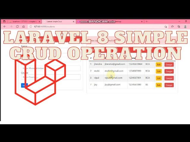 Laravel 8 Crud Step By Step For Beginners In Hindi With Laravel Eloquent | And Make Crud Application