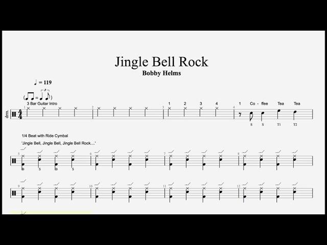 Jingle Bell Rock by Bobby Helms - Drum Notation (simplified)