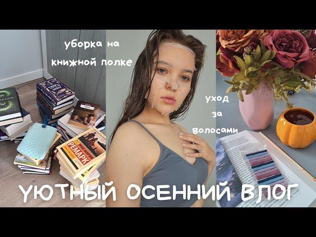 УЮТНЫЙ ОСЕННИЙ ВЛОГ  || уборка, чтение, уход за волосами, работа || мой день по часам ||