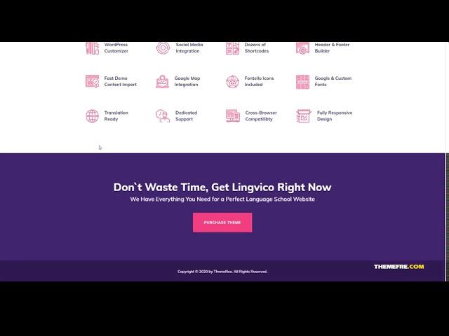Lingvico Language Center and Training Courses WordPress Theme training lms Website Builder