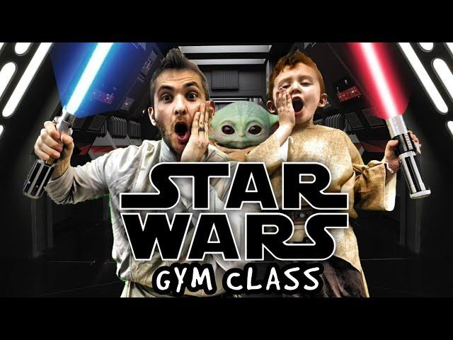 Kids Workout! STAR WARS! MANDALORIAN GYM CLASS! Real-Life VIDEO GAME! Kids Workout Videos, DANCE, PE