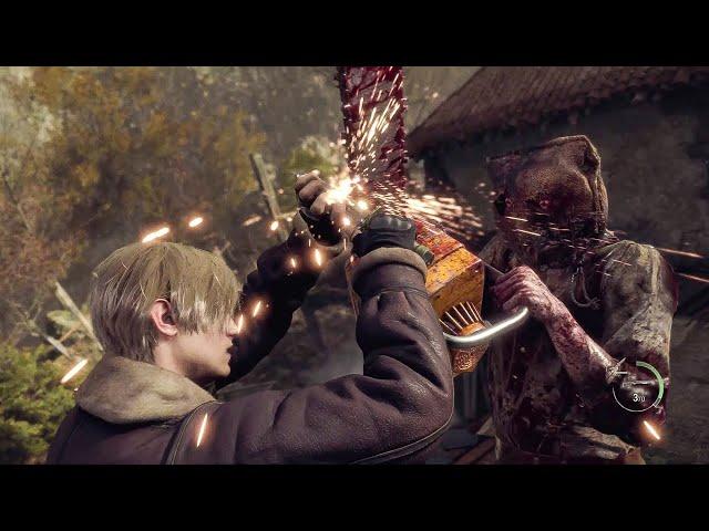 Resident Evil 4 Remake Demo - LEON VS Chainsaw Man & Villagers Gameplay