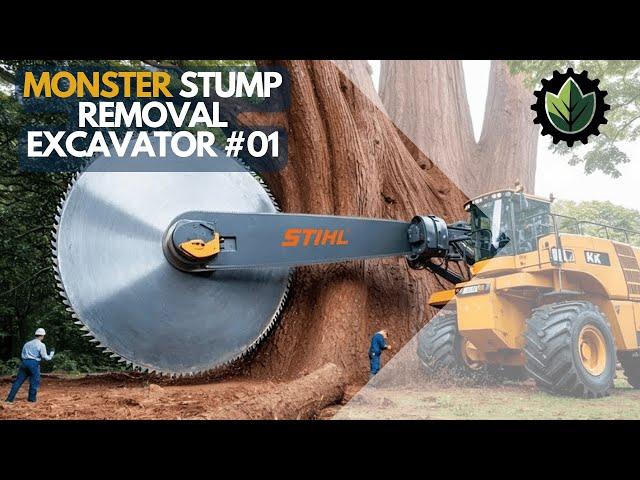 Extreme Dangerous Fastest Big Chainsaw Cutting Tree Machines | Monster Stump Removal Excavator #01