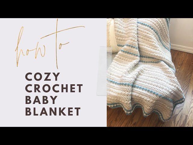 Easy Crochet Baby Blanket Tutorial Alessio Blanket Textured and Striped with Contrasting Border