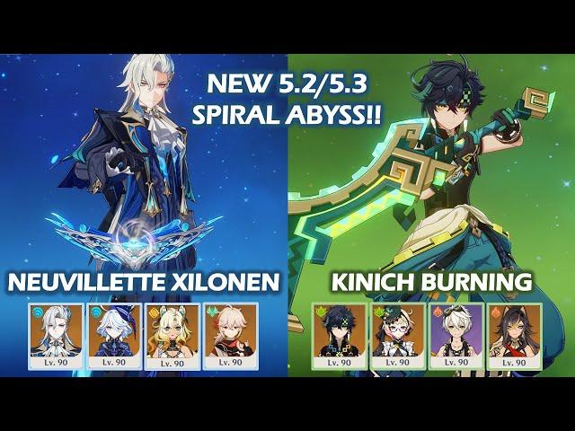 NEW 5.2 5.3 Spiral Abyss!! Neuvillette Xilonen & Kinich Burning Floor 12 Genshin Impact