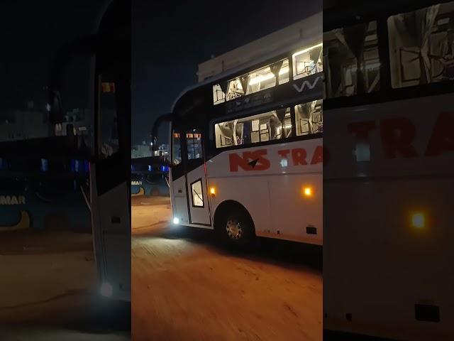 NS Travels New AC Sleeper Bus Departuring From Bangalore Parking Yard #bus #acbus #real #shorts