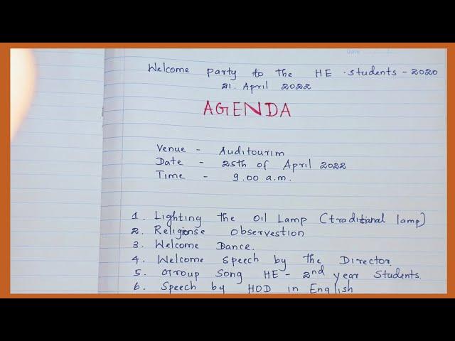 Write an Agenda || Example of Agenda | Nifty's English