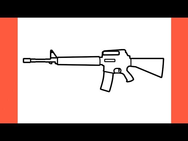 How to draw M16A4 rifle from PUBG easy / drawing m16a1 gun step by step