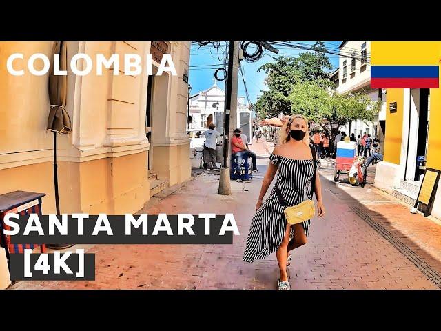 SANTA MARTA, COLOMBIA | Walking tour in historic center 【4K】 2021