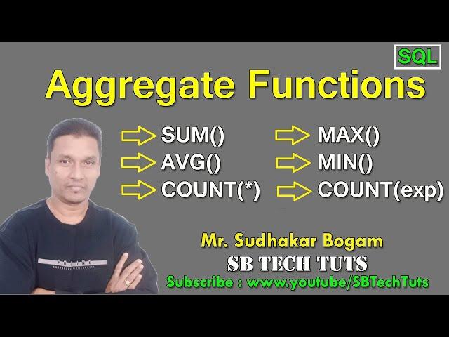 Aggregate Functions in SQL | Group Functions in SQL | SUM(),AVG(),MAX(),MIN(),COUNT(*),COUNT(exp)