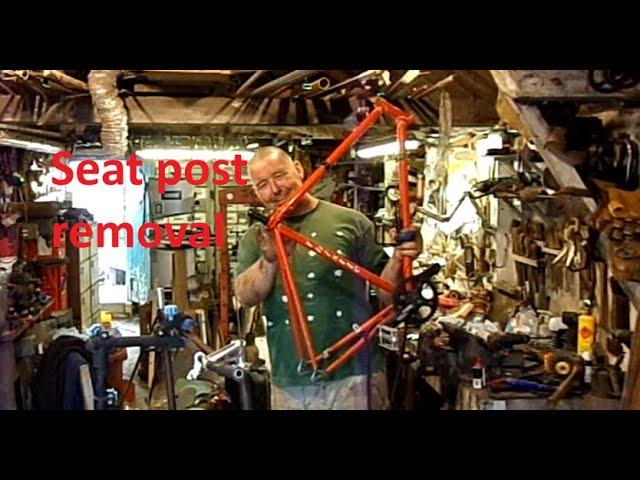 siezed bicycle seat post removal, impact, thermal, drilling and caustic soda