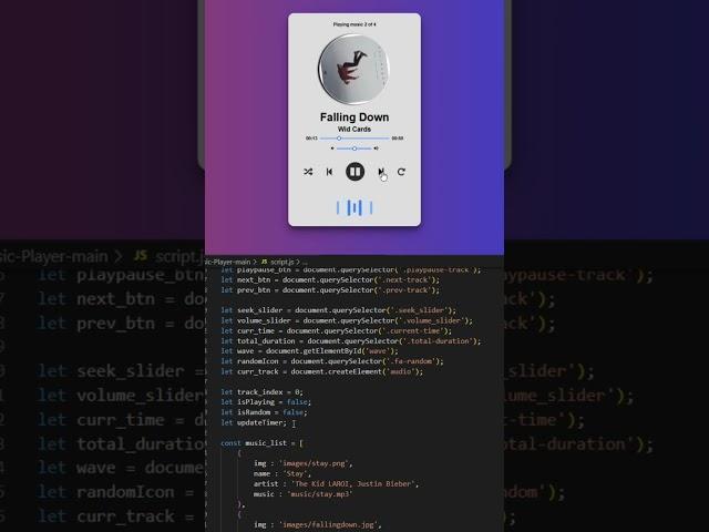 How to make Music Player using html css javascript #shorts