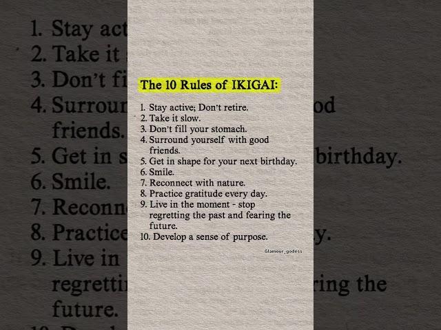 The 10 Rules of IKIGAI #shorts