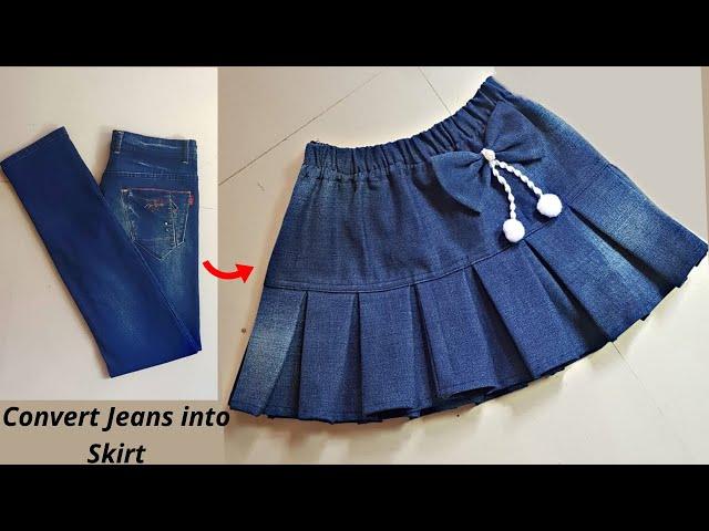 DIY Convert/Reuse old Jeans into beautiful skirt/jeans reuse idea/@Style by Radhika