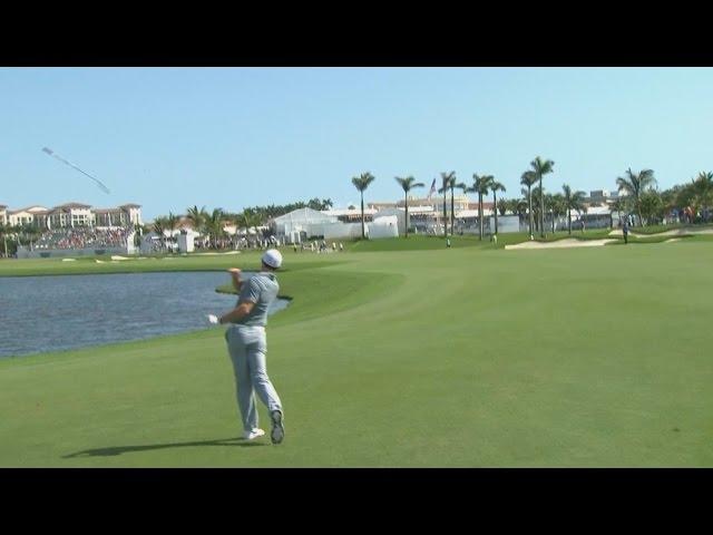 Rory McIlroy’s approach into water and club toss at the Cadillac Championship