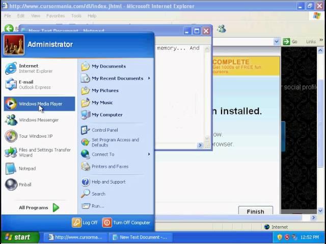 Viruses in action Cursor Mania Virus in action DO NOT TRY THIS AT HOME