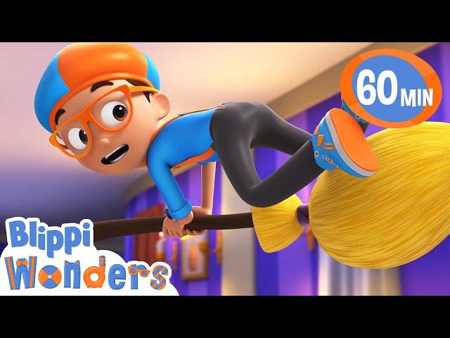 Blippi and the Flying Broom! | Blippi Wonders | Learn ABC 123 | Fun Cartoons | Moonbug Kids