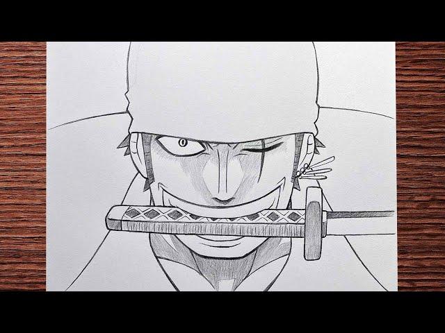 Anime drawing | how to draw Zoro step-by-step easy | One Piece art