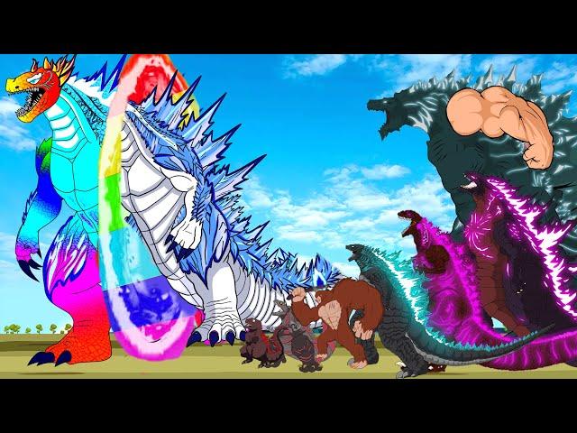 GODZILLA RADIATION RAINBOW VS KONG BABY TRANSFORMATION, DINOSAURS: Who Will Win? - GODZILLA CARTOON