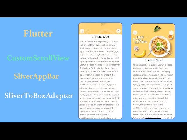 Flutter CustomScrollView | SliverAppBar | SliverToBoxAdapter | All in One